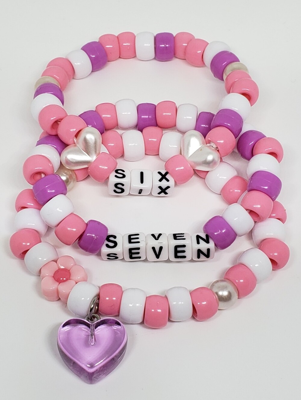 Handmade Pastel Pearl Kawaii Six Seven Stackable Kandi Bracelets